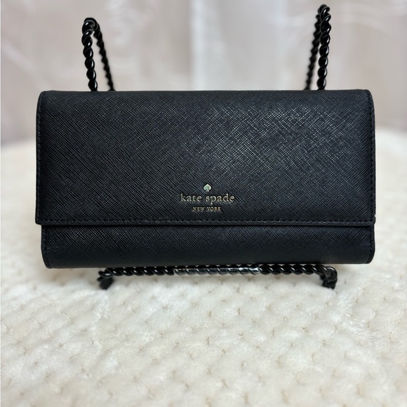 KATE SPADE Saffiano Black Leather Iphone  Wallet - Picture 1 of 14